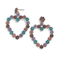 Fashion Heart Diamond Alloy Artificial Gemstones Drop Earrings