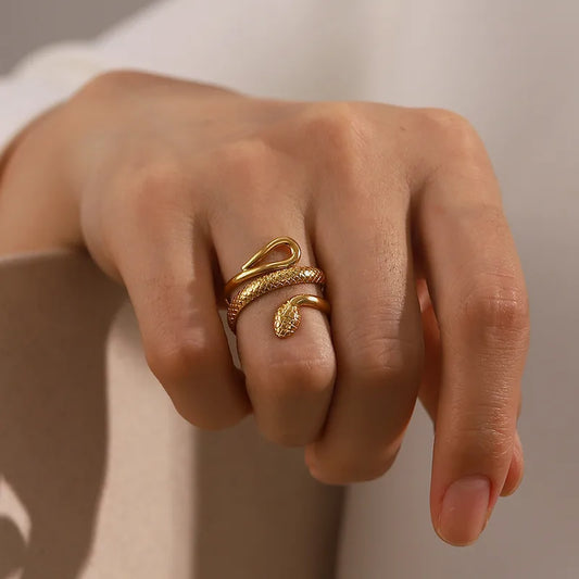 Wholesale-Jewelry-Fashion-Snake-304-Stainless-Steel-18K-Gold-Plated-Plating-Open-Ring-1