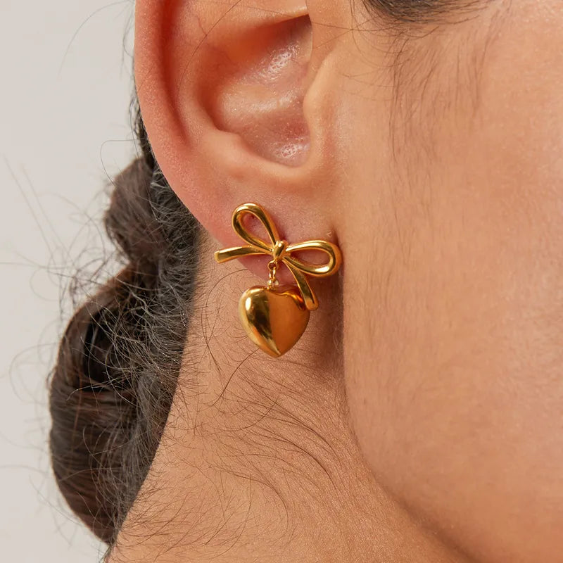 1-Pair-Elegant-Simple-Style-Heart-Shape-Bow-Knot-Plating-304-Stainless-Steel-18K-Gold-Plated-Drop-Earrings-2