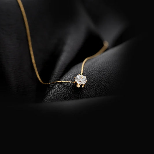 304-Stainless-Steel-18K-Gold-Plated-Korean-Style-Plating-Inlay-Round-Artificial-Rhinestones-Necklace-Pendant-display-picture-1