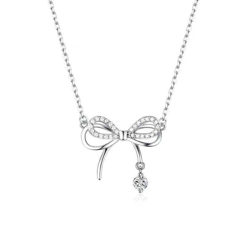 Bow-Necklace-Pendant-Girl-s-Heart-Small-Fresh-Diamond-encrusted-Clavicle-Chain-Gift-Niche-Design-Necklace-4