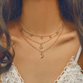 Moon Necklace is made of Stainless Steel (Anti tarnish).it is specially designed for women and girl,so that she can looks beautiful.Shop dainty triple layered moon & star necklace for women with Gold plated zircon inlay. Perfect streetwear jewelry for stylish ladies & gifting.you can use this for weddings,parties,office wear and daily wear.