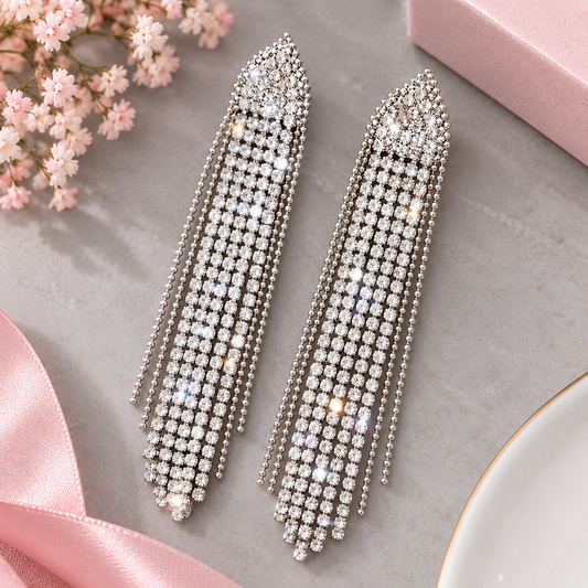 classic zircon long Earrings