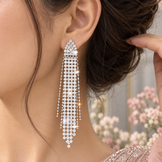 classic zircon long Earrings