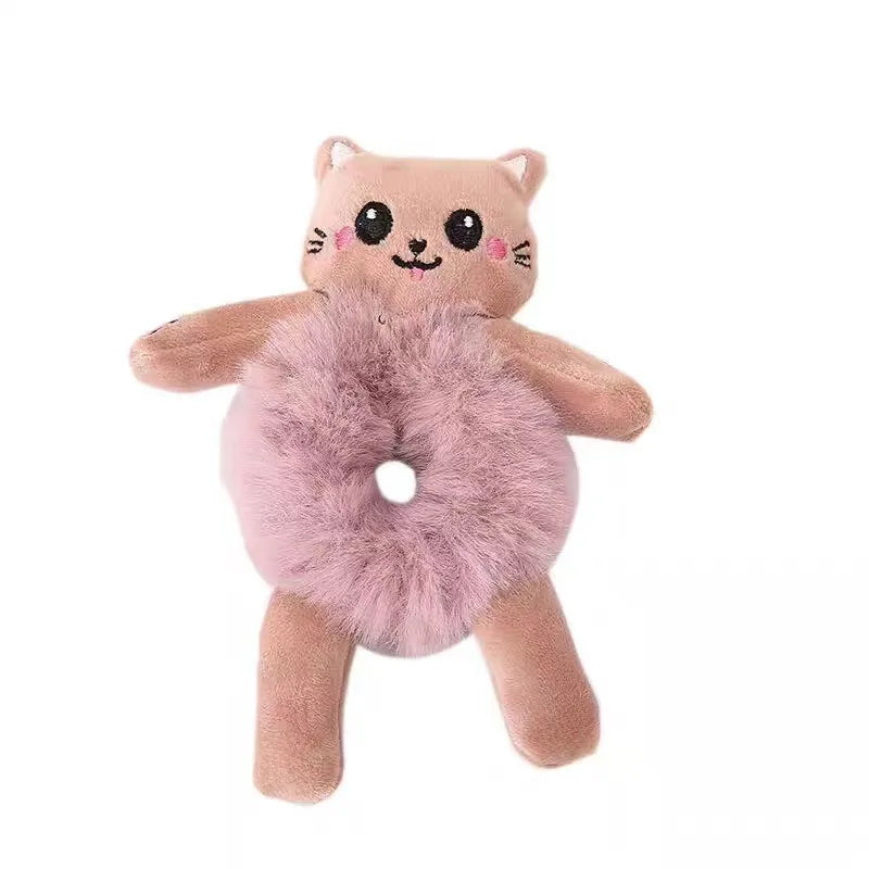 Cute-Cartoon-Plush-Bear-Hair-Band-Does-Not-Hurt-Hair-Headdress-Children-s-Hair-Tie-Korean-Style-Hair-Rope-Ball-Head-Rubber-Band-4