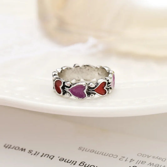 Vintage-Heart-shaped-Dripping-oil-Two-piece-Alloy-Rings-Set-Wholesale-1.webp
