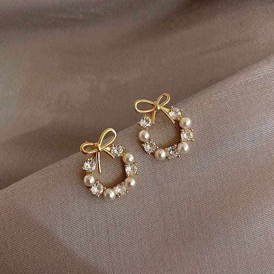 Simple-Style-Heart-Shape-Flower-Bow-Knot-Imitation-Pearl-Alloy-Rhinestone-Irregular-Women-s-Earrings-1-Pair
