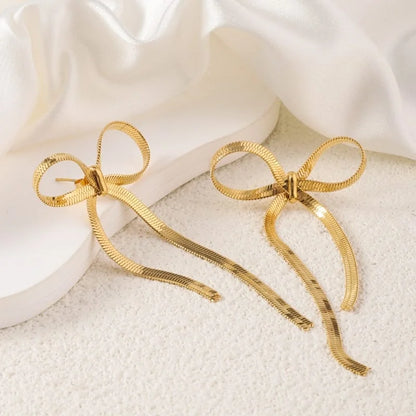 1 Pair Elegant Sweet Bow Knot 304 Stainless Steel Ear Studs