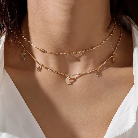 Simple-Style-Star-Moon-Alloy-Layered-Pendant-Necklace-1-Piece