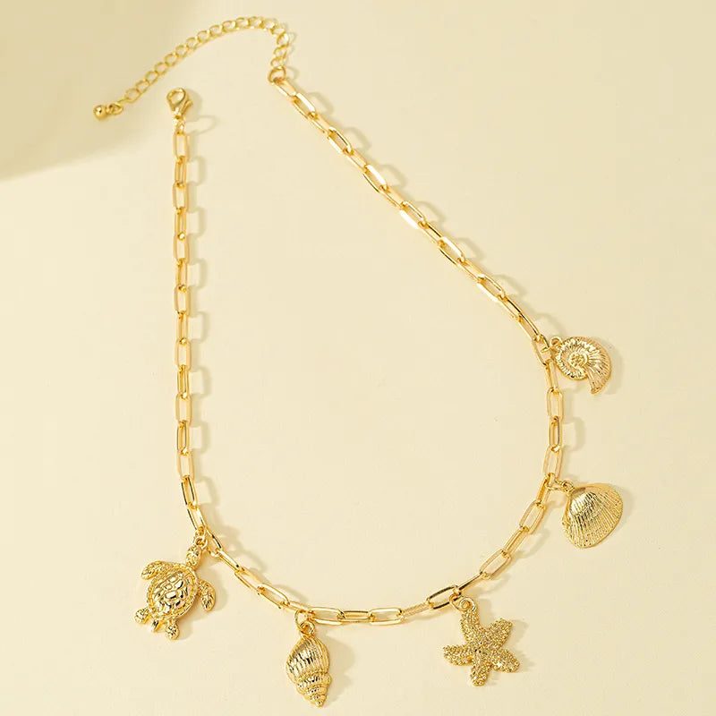 1-Piece-Vacation-Tortoise-Starfish-Shell-Alloy-Plating-Women-s-Pendant-Necklace-1