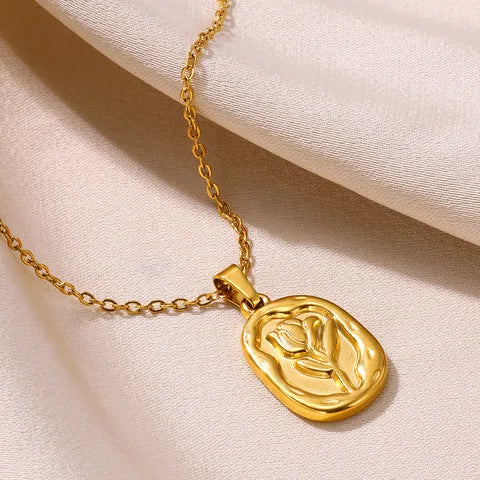 Wholesale-Jewelry-Simple-Style-Geometric-Heart-Shape-Rose-304-Stainless-Steel-Plating-Pendant-Necklace