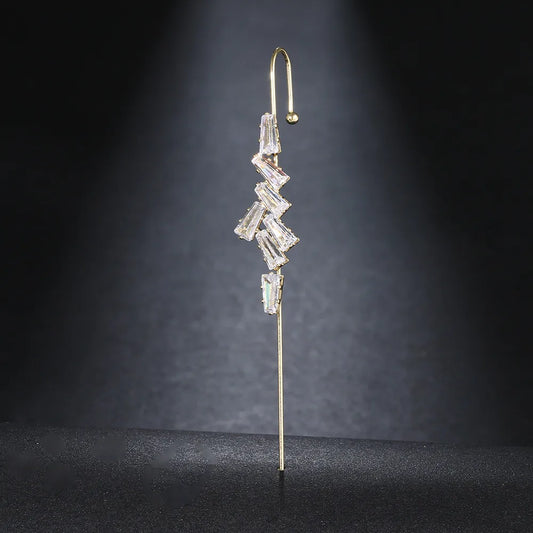 Super-fairy-copper-inlaid-zircon-temperament-cold-wind-piercing-earrings-female-ear-bone-clip-oblique-line-earrings-ear-hanging-wholesale