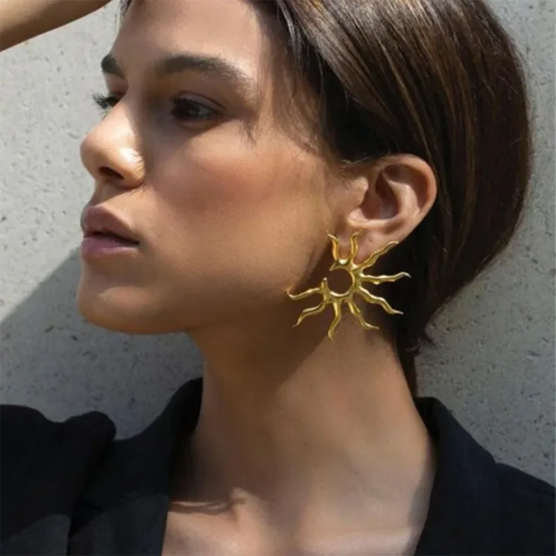 1-Pair-Simple-Style-Classic-Style-Sun-304-Stainless-Steel-Ear-Studs