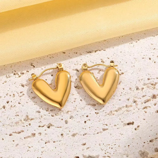 1-Pair-Casual-Classic-Style-Streetwear-Geometric-Heart-Shape-304-Stainless-Steel-Imitation-Gold-Hoop-Earrings