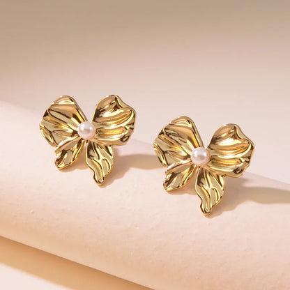 1-Pair-Fairy-Style-Cute-Simple-Style-Bow-Knot-304-Stainless-Steel-Imitation-Gold-Ear-Studs-2