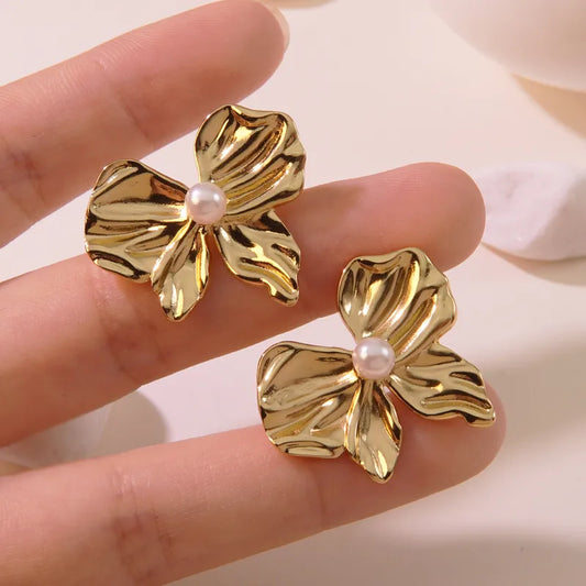 1-Pair-Fairy-Style-Cute-Simple-Style-Bow-Knot-304-Stainless-Steel-Imitation-Gold-Ear-Studs