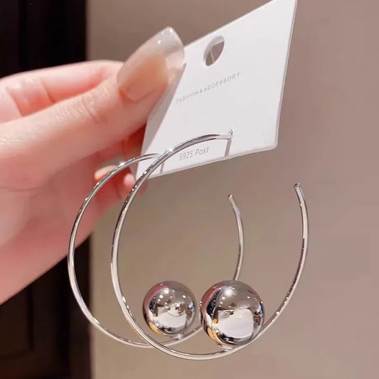 1-Pair-Streetwear-Ball-Plating-Alloy-Hoop-Earrings-2