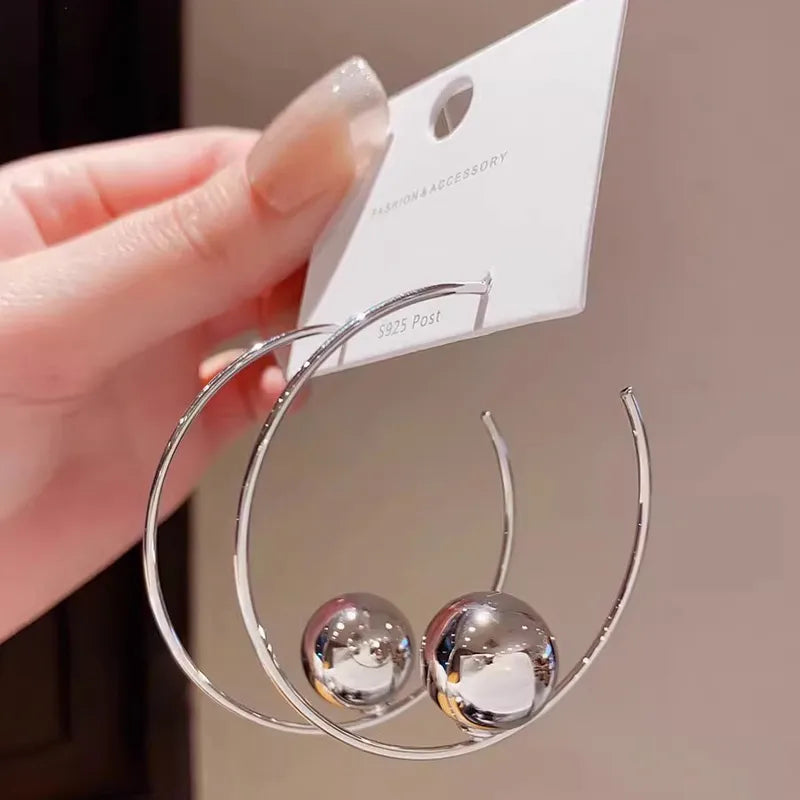 1-Pair-Streetwear-Ball-Plating-Alloy-Hoop-Earrings-2