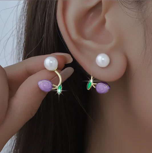 1-Pair-Sweet-Flower-Enamel-Plating-Inlay-Alloy-Artificial-Pearls-Glass-Earrings