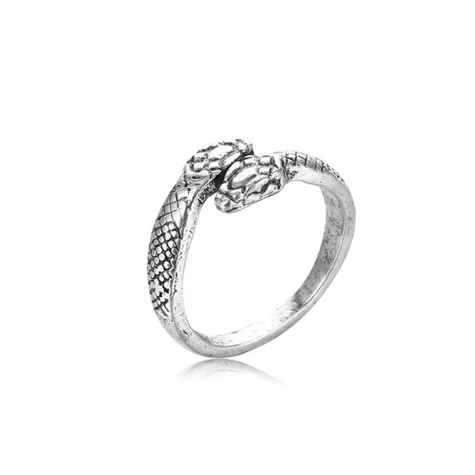 HipHop Snake Open Ring with silver textured snake design – adjustable unisex ring