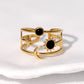 Stylish dainty ring – sun moon star adjustable black stone design jewellery India