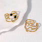 Stylish dainty ring – sun moon star design adjustable gold plated stainless steel jewellery India