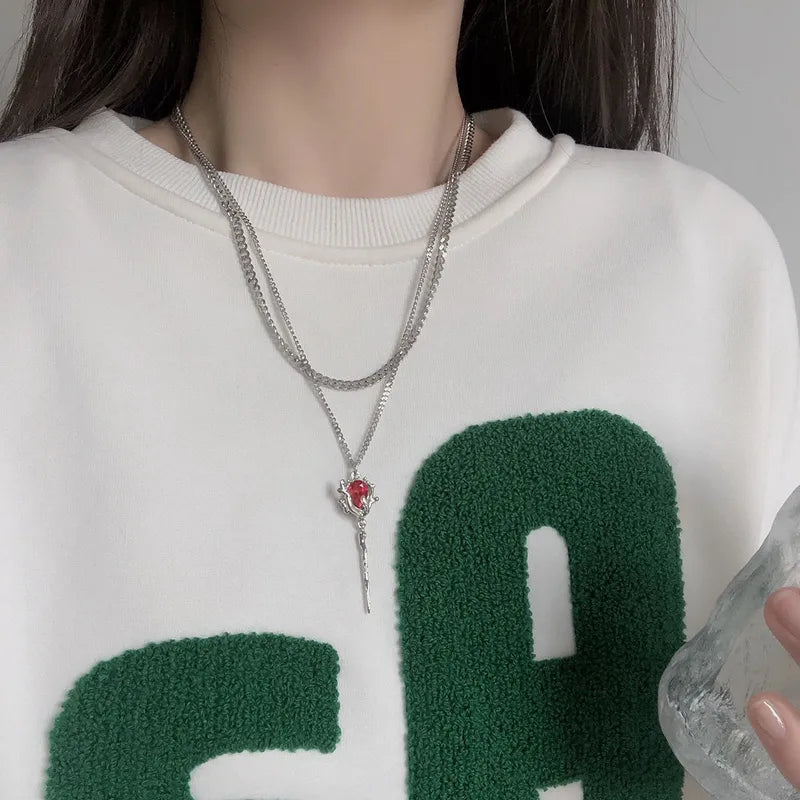 Red-Riding-Book-Rose-Pendant-Double-Layer-Necklace-Women-s-Niche-Elegant-High-Level-Sweet-Cool-Dark-Style-Trendy-1