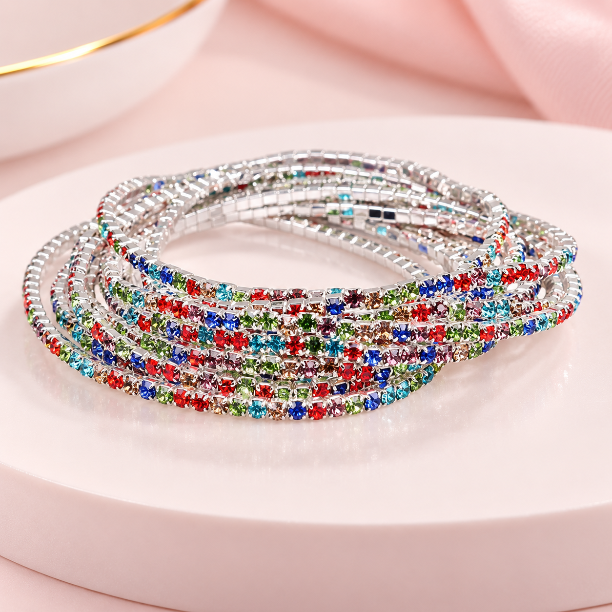 basic geometric zircon rhinestones women's bracelets 1 piece