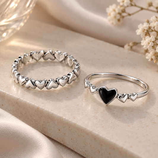 Black Heart 2 rings " combo"