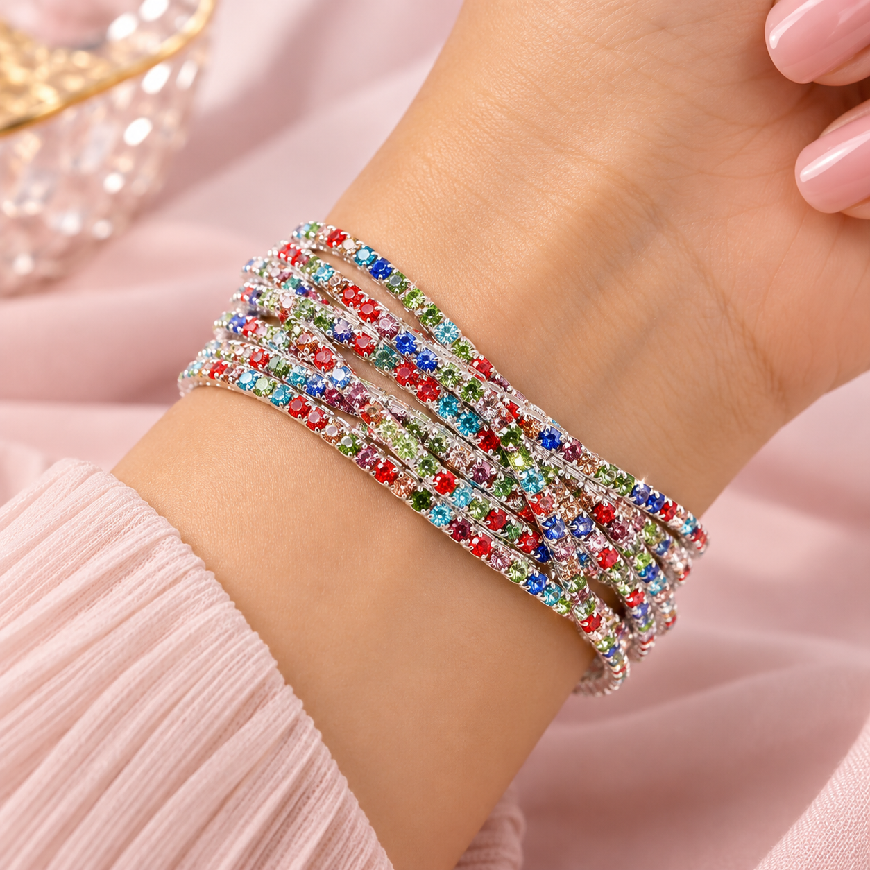 basic geometric zircon rhinestones women's bracelets 1 piece