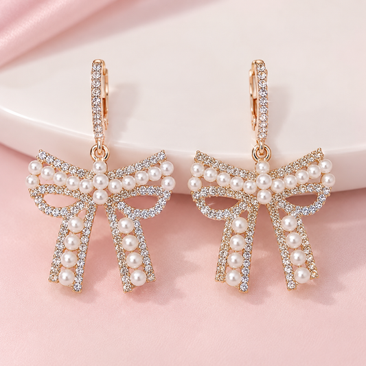 Bow Daisy Drop Long earrings