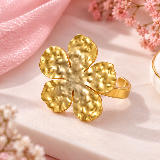 Classic Trendy Flower Shape Adjustable Ring