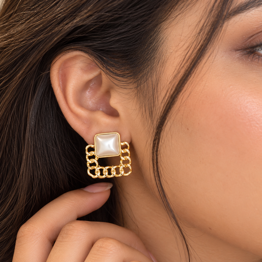 Classic White Stone Korean Earrings