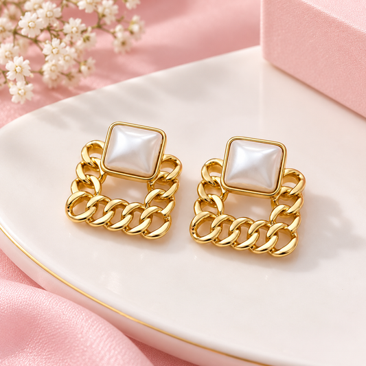 Classic White Stone Korean Earrings