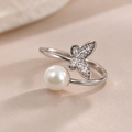 Butterfly pearl Adjustable Ring