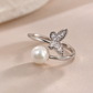 Butterfly pearl Adjustable Ring