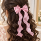 Bow knot organza rhinestone hair clip
