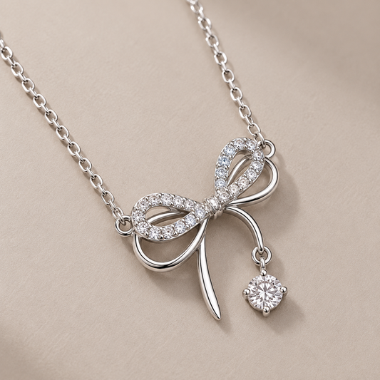 Bowknot Zircon Pendent Necklace
