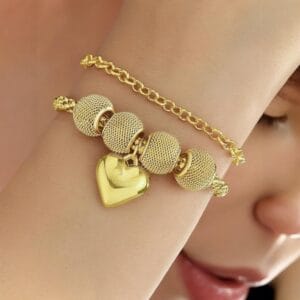 Gold Bracelet with A Heart Charm