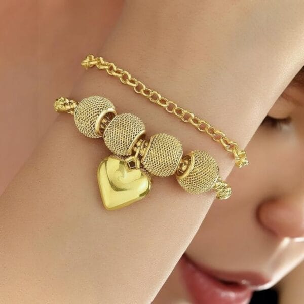 Gold Bracelet with A Heart Charm