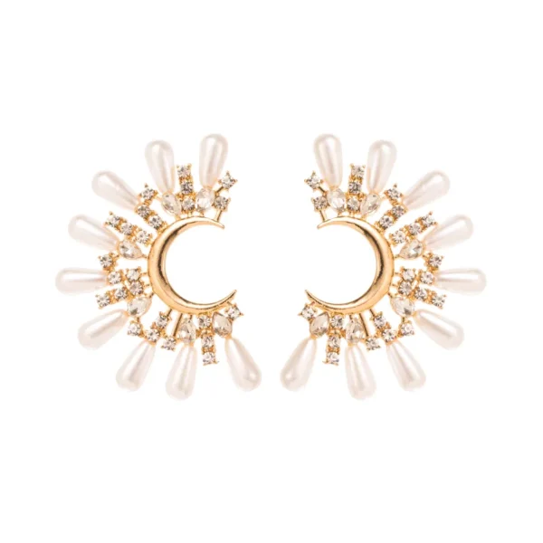 C Shape Pearl Zircon Studs - Image 2