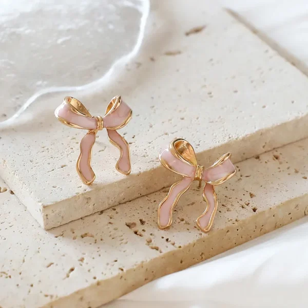 Pink Bow Cute Studs - Image 2