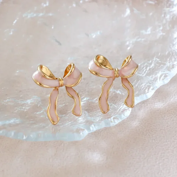 Pink Bow Cute Studs