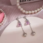 Dolphin Heart Long Earrings