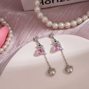 Dolphin Heart Long Earrings