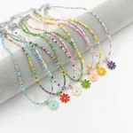 Sweet Floral Epoxy Beaded Pendant Necklace