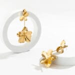 Elegant Gold Flower Drop Earrings for Women