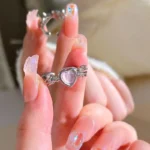 Purple Little Heart Charm Ring