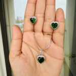 Heart Shape Stone Pendent Set With Earrings For Women and Girls