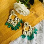 Kundan & Pearls Studded Classic Mirror Drop Earrings For Girls and Women